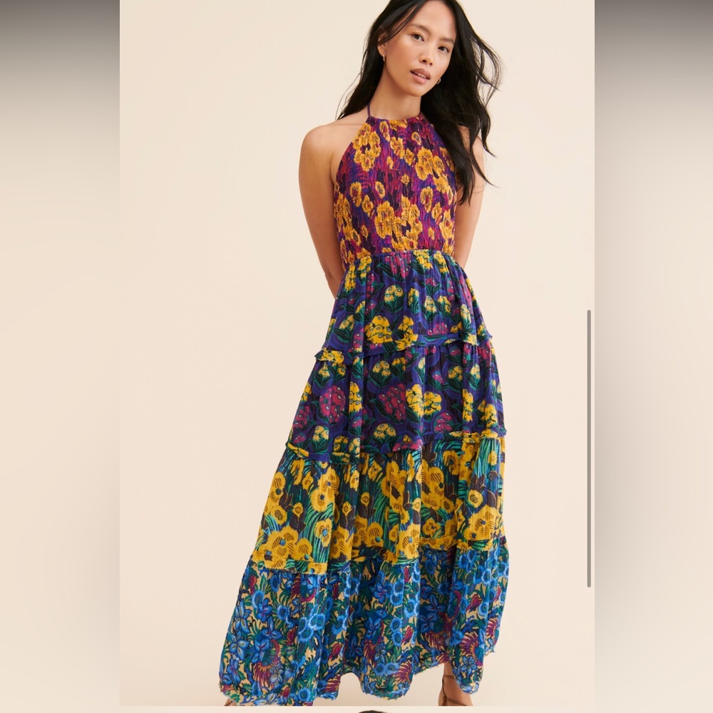 Anthropologie tied Halter dress